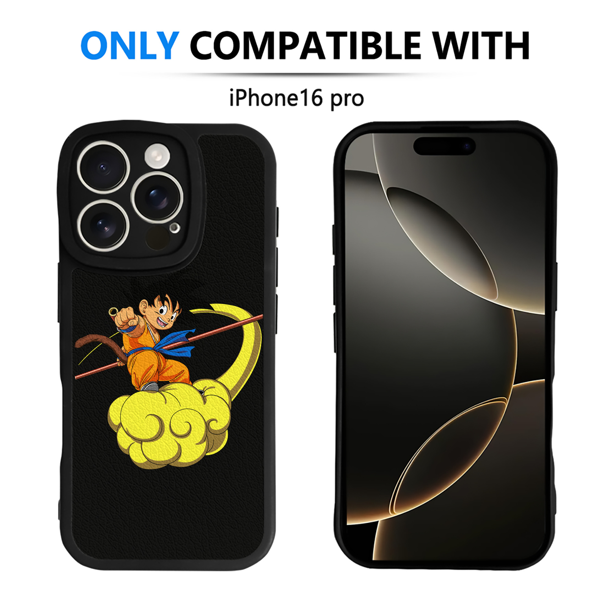 （画像用） ドラゴンボール 孫悟空（そん ごくう）Son Goku カカロット DRAGON BALL Kakarotto 【iPhone 16シリーズ対応】シリコンスマホケース（レザー調） 材質：シリコン